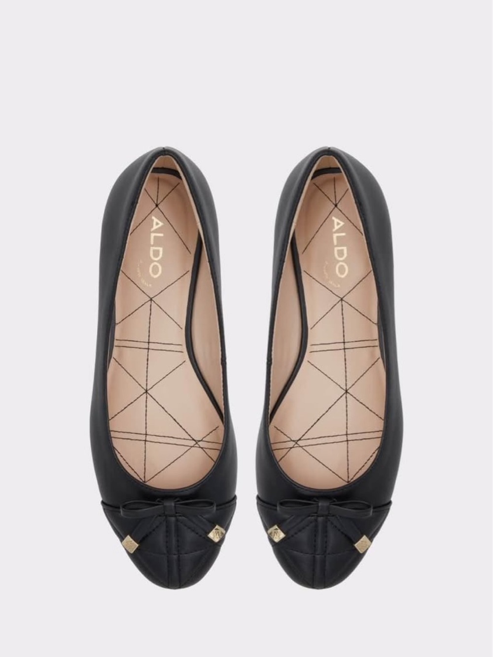 ALDO Cristella Black Quilted Ballet Flats with Bow